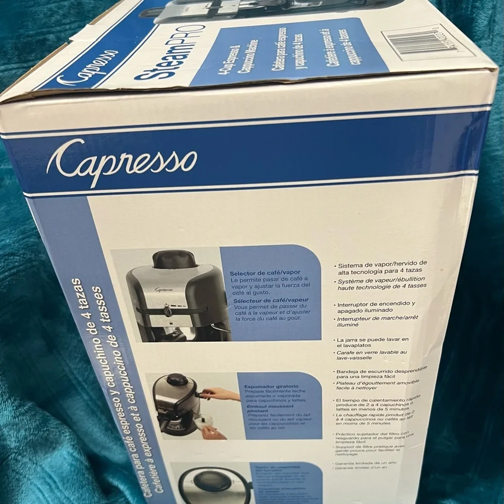 New in Box - Capresso 303.01 Espresso and Cappuccino Machine, 4-Cup, Blk/Silver
